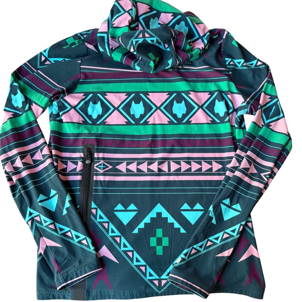 Greyson Cokato Golf Hoodie Pullover Ghostwolf‎ Print M Teal Wolf Athleisure